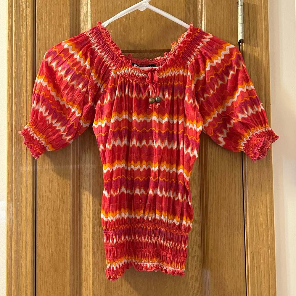 Planet Gold Off-Shoulder Smocked Top Size M 10/12
